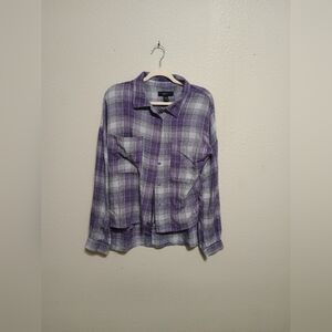 Forever 21 Lavender and Black Plaid Shirt